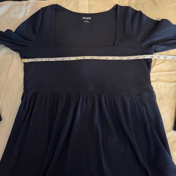 Hollister Easy Long Sleeve Square Neck Babydoll Top Navy Blue Size XL - Picture 6 of 8